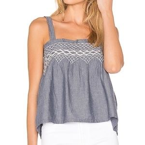 NWT Current / Elliott The Smocked Chambray Tank